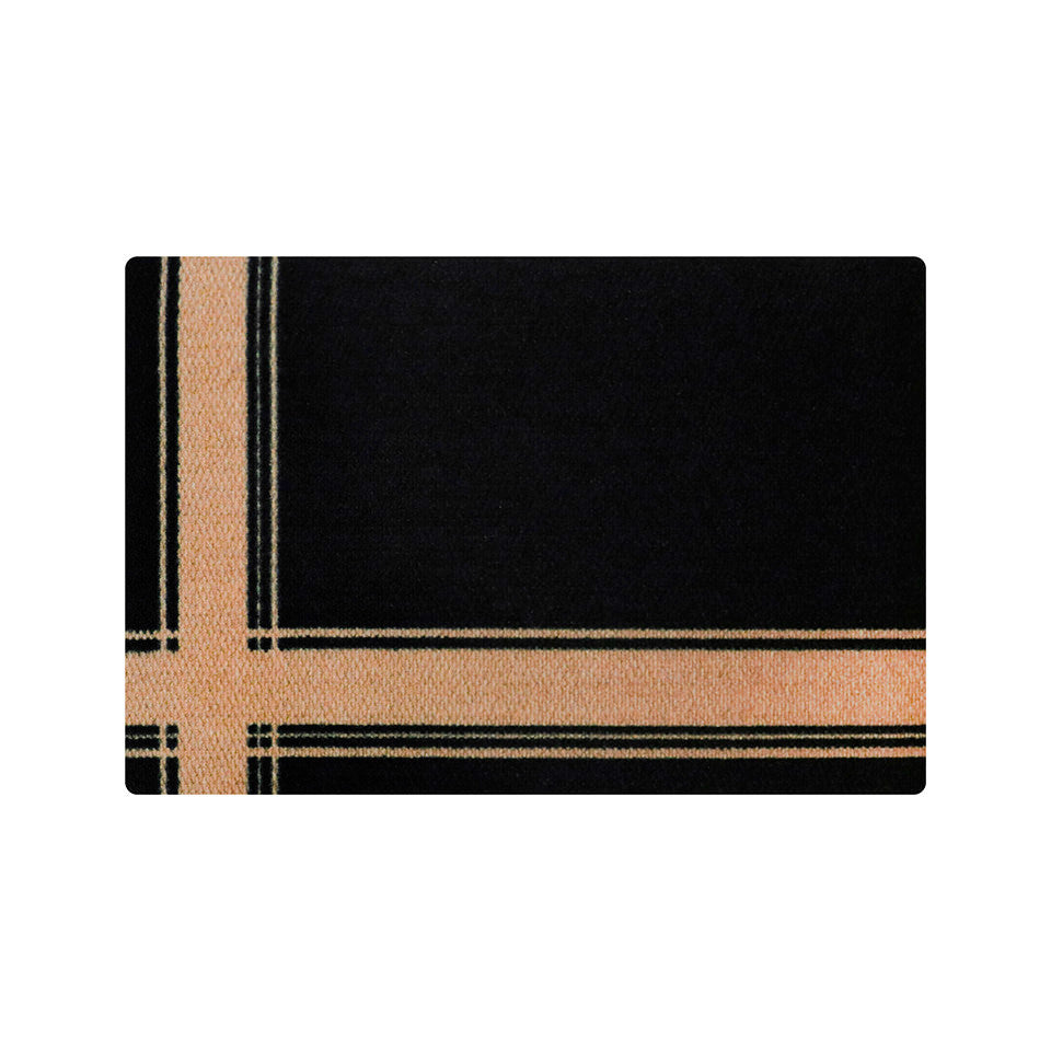 single size black and coir flour sack cross doormat