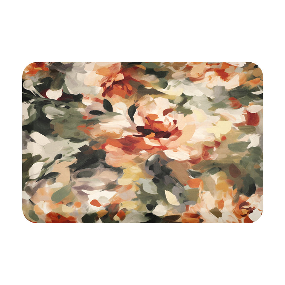 Comfortable anti-fatigue mat for standing with a beautiful, HD floral printed top