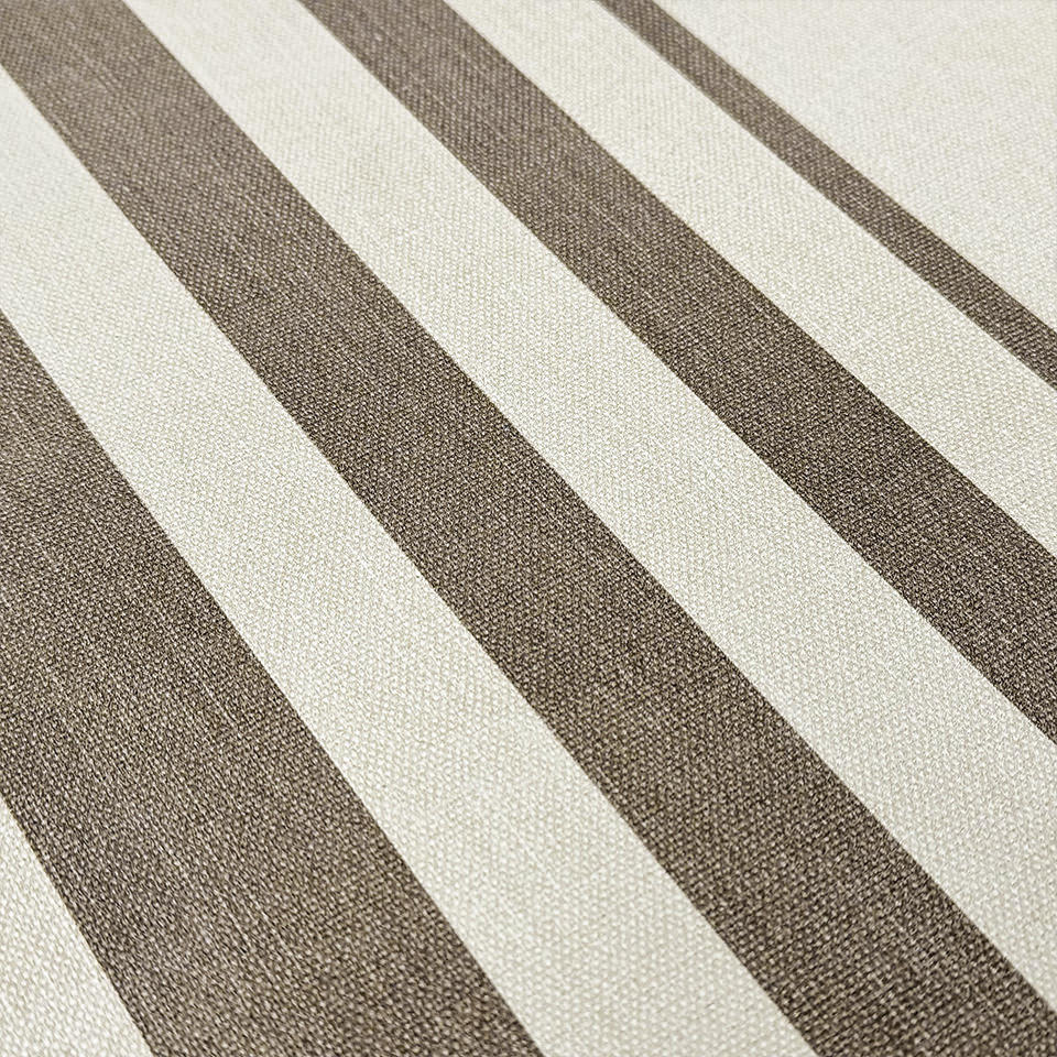 Close up of canvas-like textured mat with cream and light brown stripes in various sizes. 