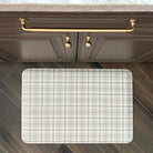 Overhead image of Brisbane Plaid comfort mat in a kitchen.