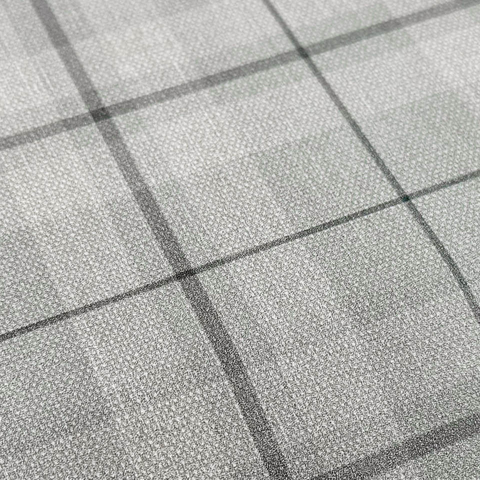 Happy Feet’s cream Brisbane Plaid anti-fatigue mat with a traditional plaid design, and a wipeable, waterproof surface.