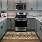 Happy Feet Leopard comfort mat in a kitchen for great style, standing comfort, and easy cleaning.