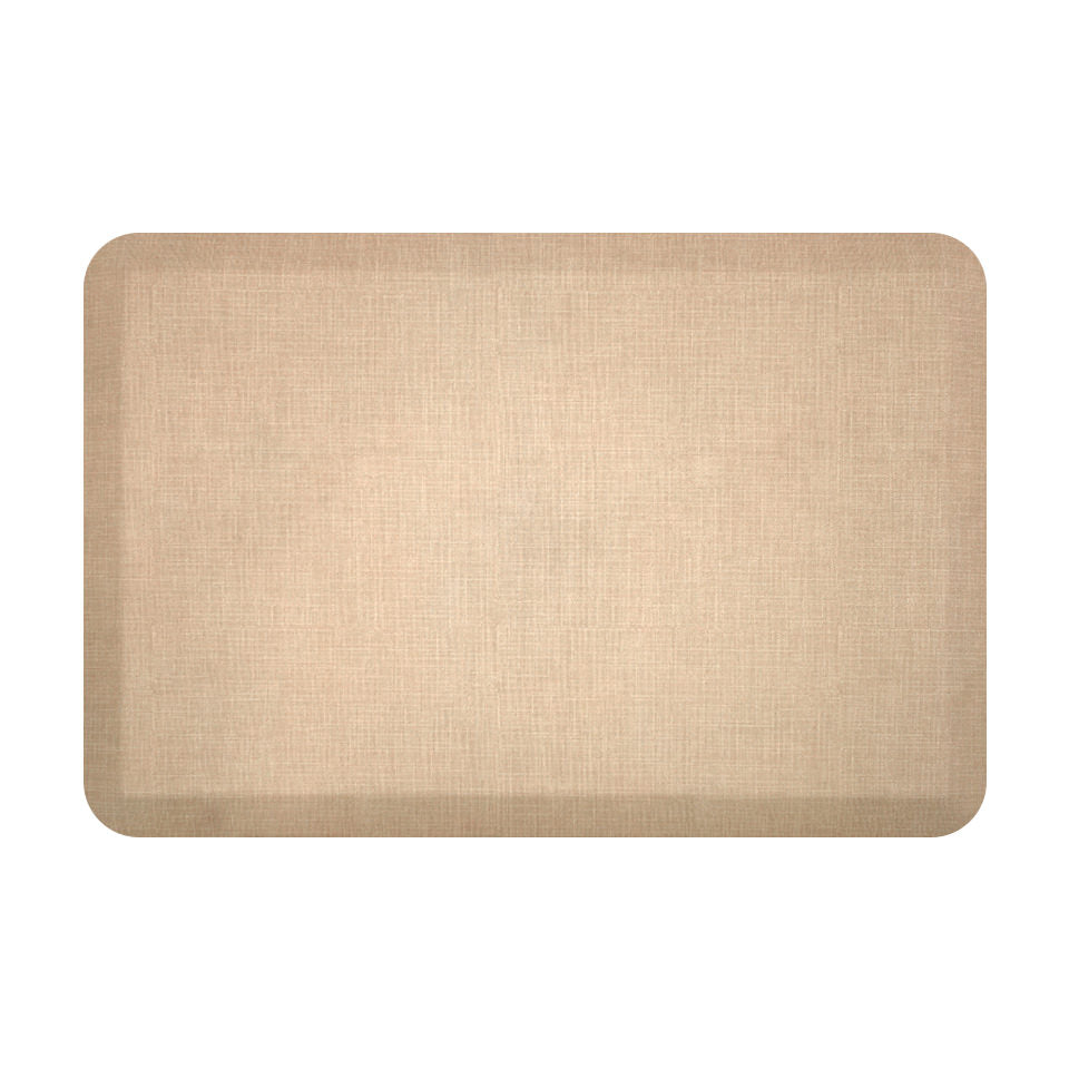 Happy Feet mat with a linen printed texture in a sand color with incredibly anti-fatigue qualities