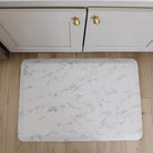 Overhead image of Happy Feet's Marble standing comfort mat in a kitchen.