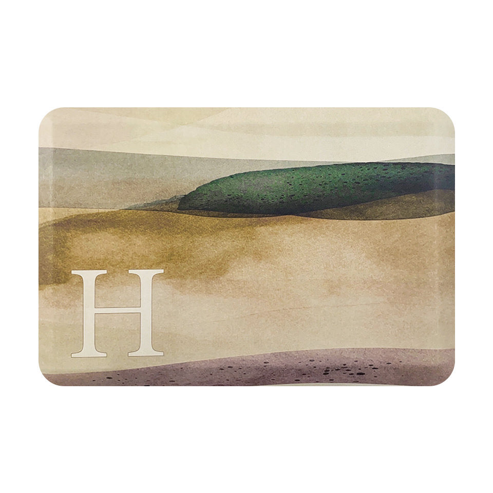 Overhead image of Happy Feet dreamy Abstract Landscape Monogram Anti-Fatigue Mat