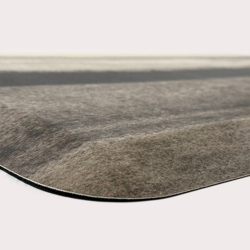Moody Hue’s beveled edging from the floor to top proving a smooth transition on a five eights thick comfortable foam.