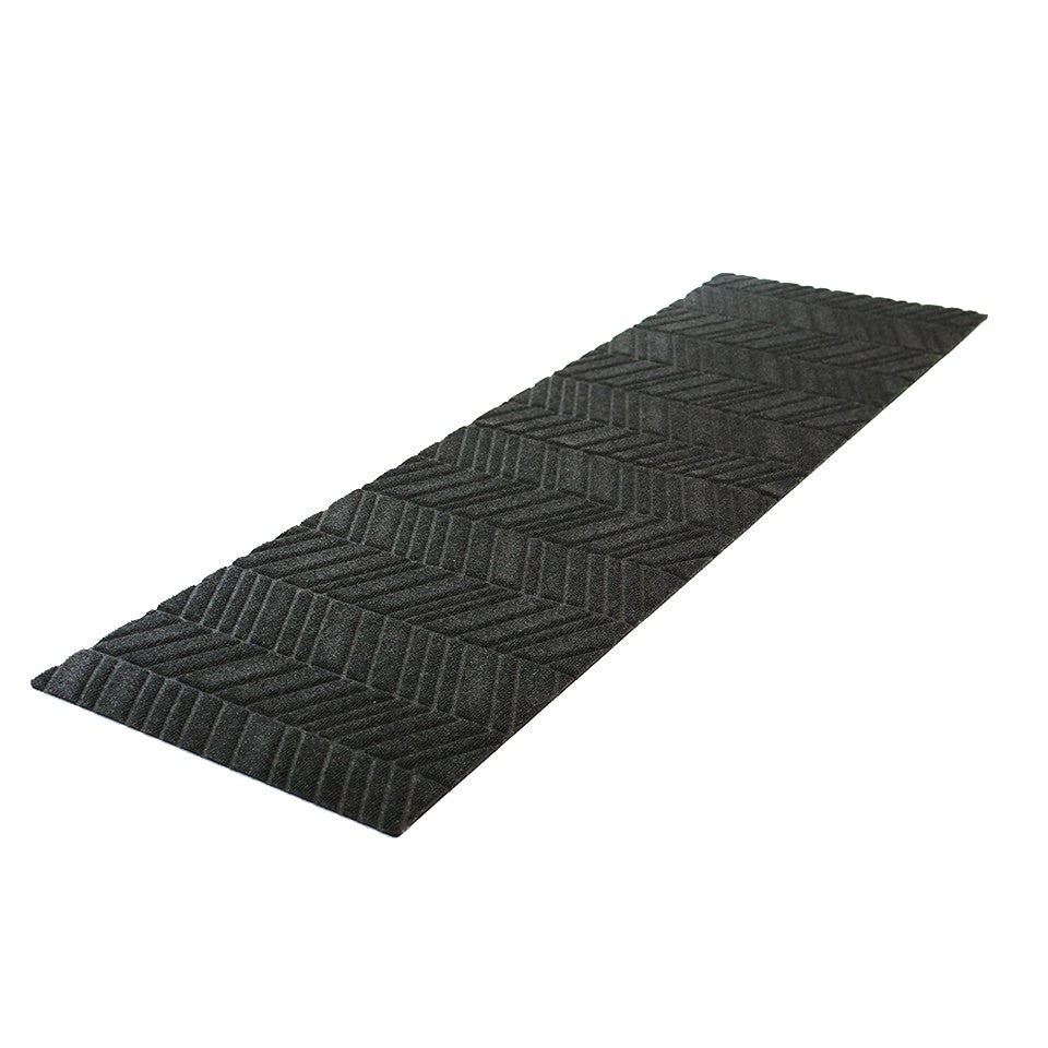 Dark grey chevron styled doormat for double door