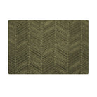 Olive green single door doormat with bi level chevron pattern