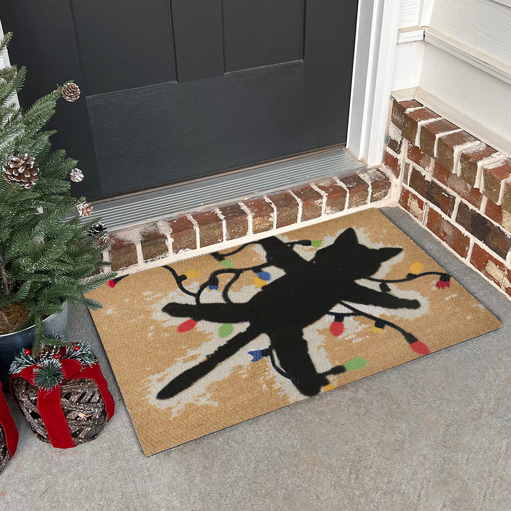 Christmas Vacation doormat Aunt Bethany's fried pussycat cat mat at the front door.