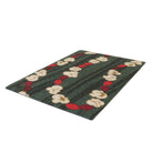 Classic holiday themed doormat featuring a classic garland design with pops of red and white on a dual green background in a single door size..