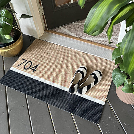 Matterly Modern Main Doormat allows you to put your house or apartment number on your doormat. Placed at the front door and helps wipe shoes clean of dirt, mud, and water.
