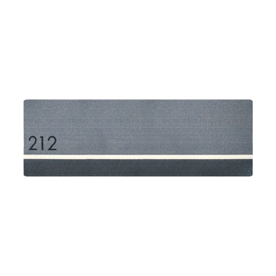 Large personalized doormat shown in two tones of grey featuring your house or apartment number.