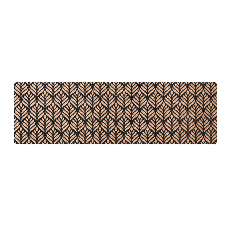 Neighburly Botanical Indoor Doormat feature a stylish repeating floral pattern and is shown in the larger double doormat size.