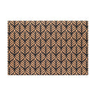 Overhead of the coir and black Neighburly large doormat with a repetitive floral design and non-shedding surface