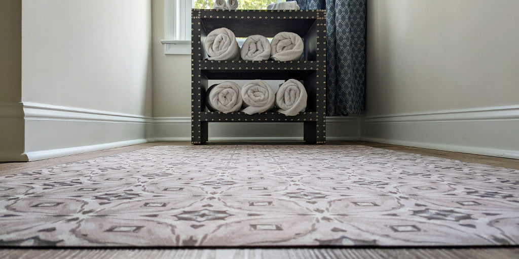 Un-Rug Piezza incredibly low-profile in a large runner fits perfectly into a nook of a bedroom.