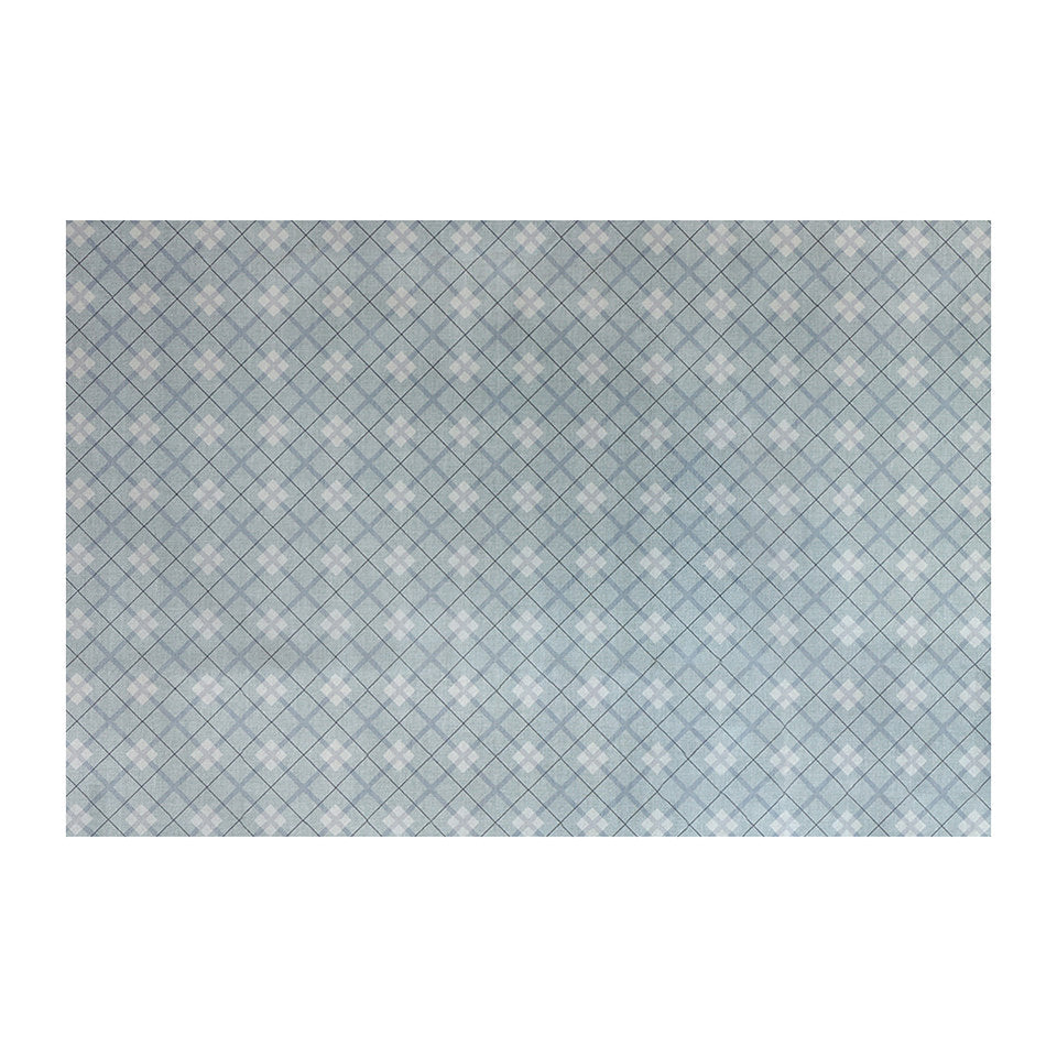 Large Sea Salt blue plaid low profile interior floor mat in diamond pattern