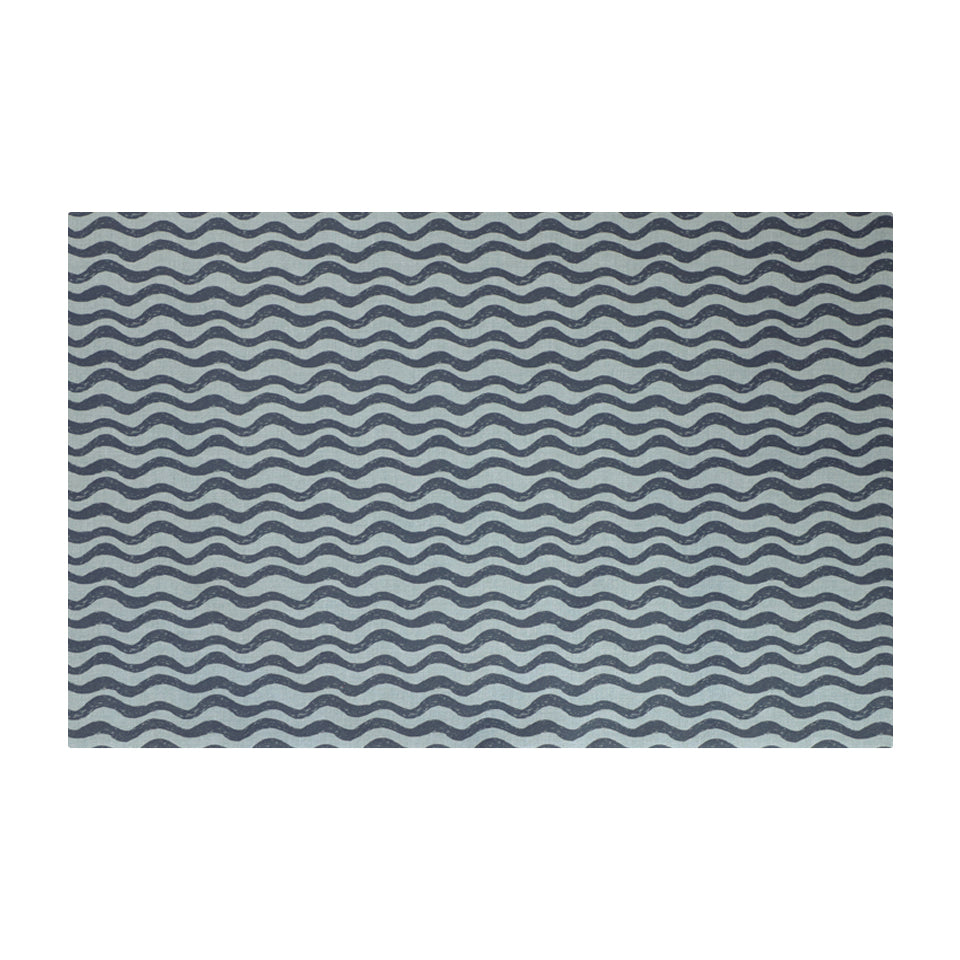 Small Coastal blues in an organic waved pattern on a washable low profile indoor floor mat
