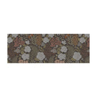 Overhead of interior home decor runner in dark floral with linen texture on low profile washable floor mat