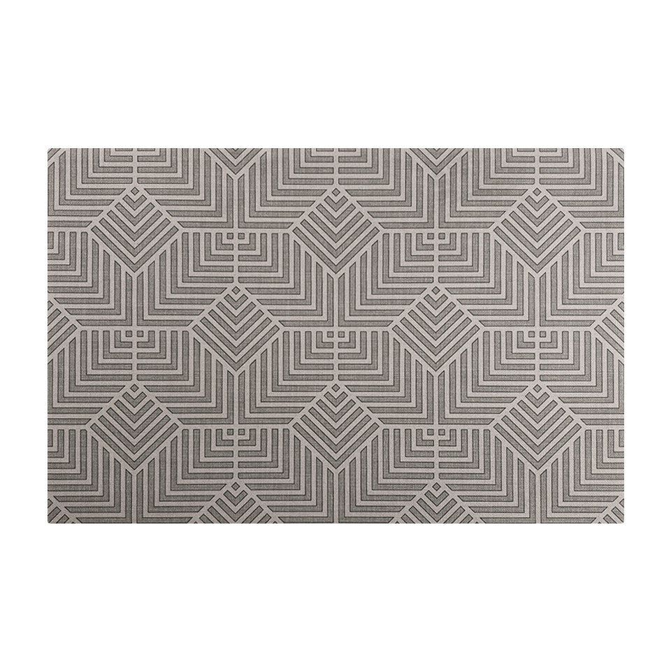 Overhead image of Un-Rug Diamond Deco mat in the size small in a tan/grey color palette.