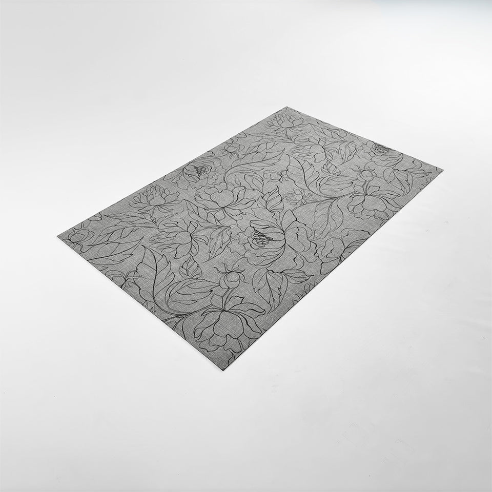 Overhead angled image if Fine Line Floral mat.