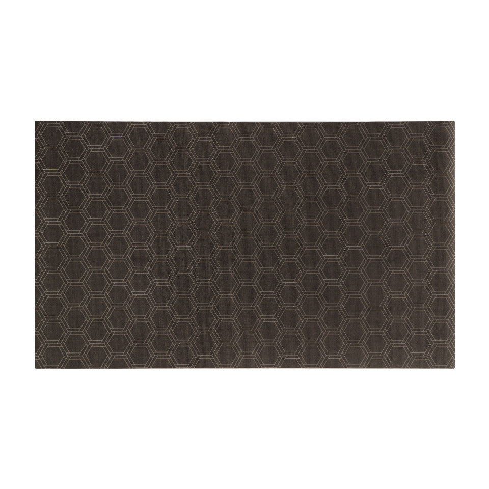 Overhead shot of Urbane Bronze medium mat honeycomb design in shiitake tan printed; low profile washable indoor floor mat