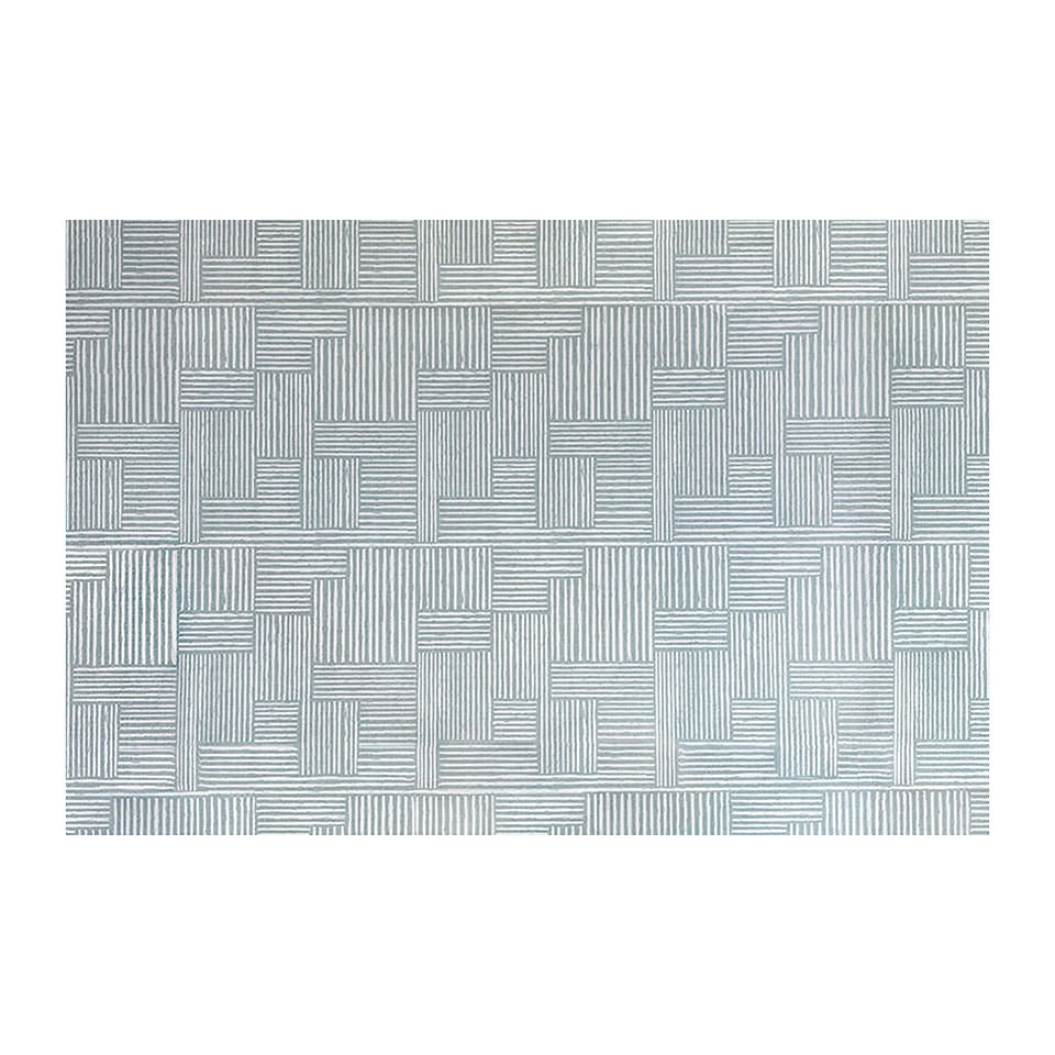 Small Sea Salt blue with snowbound cream organic lines in abstract square pattern on a low profile washable interior mat.