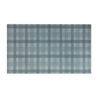 Sea salt blue linen texture with storm cloud blue plaid stripes on a low profile washable indoor floor mat size medium