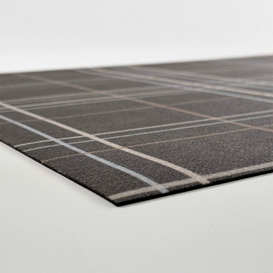 Image of Sydney Plaid's low-profile and single-piece construction that is machine washable.