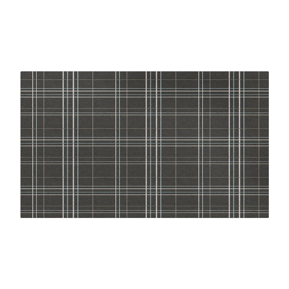 Un-Rug's Sydney Plaid mat with a traditional plaid design on a greyish brown background.