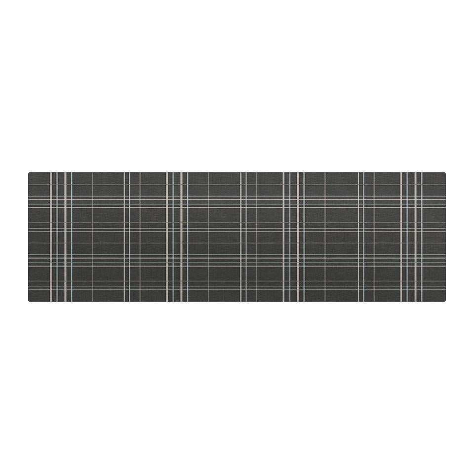 Un-Rug's Sydney Plaid mat in the size small runner with a traditional plaid design on a greyish brown background.