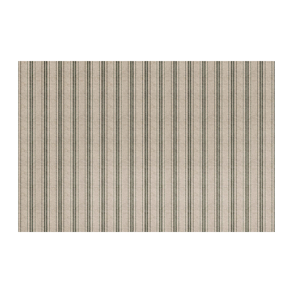 Large sized rectangular mat with beige (shiitake) and green vertical stripes