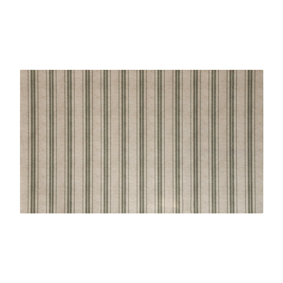medium sized rectangular mat with beige (shiitake) and green vertical stripes