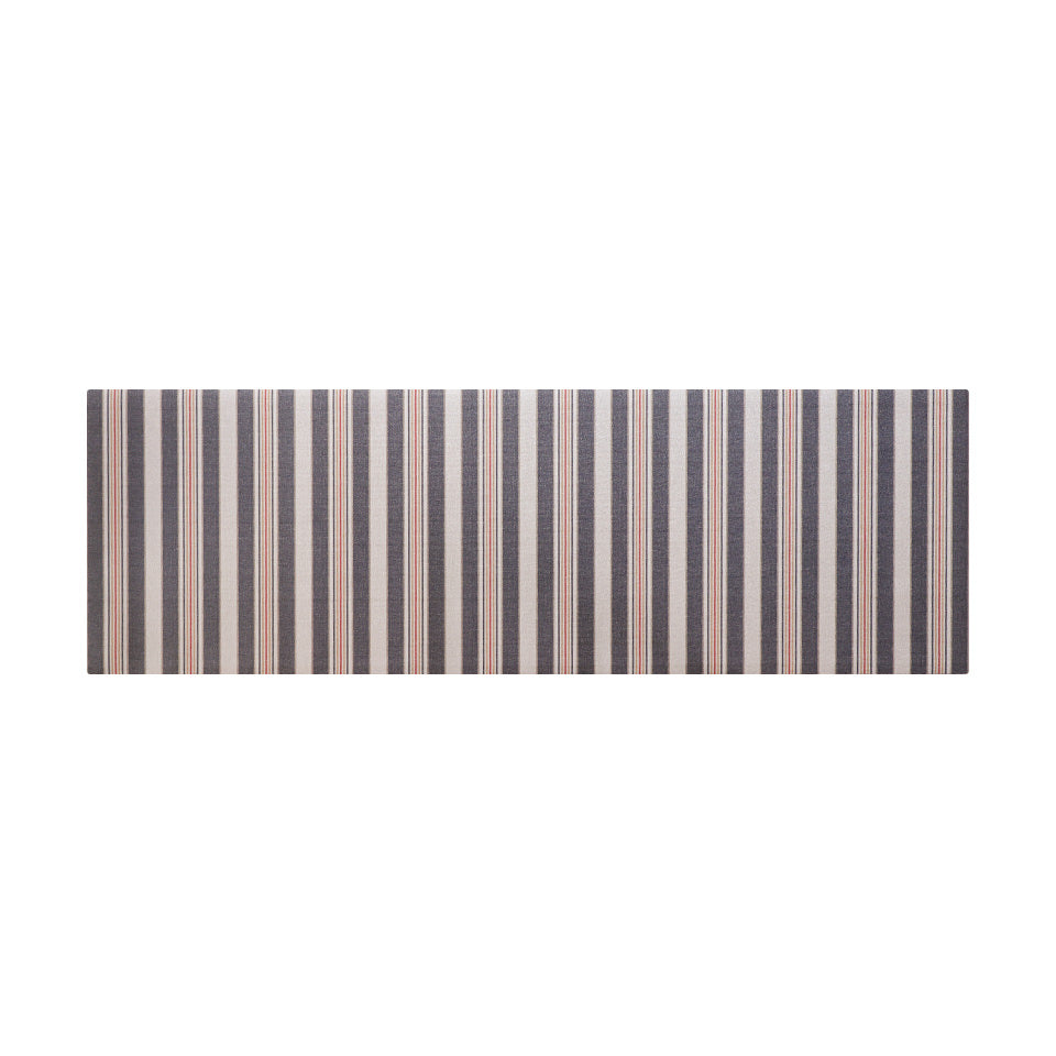 long rectangular runner in classic ticking stripes in colors grey, red, beige