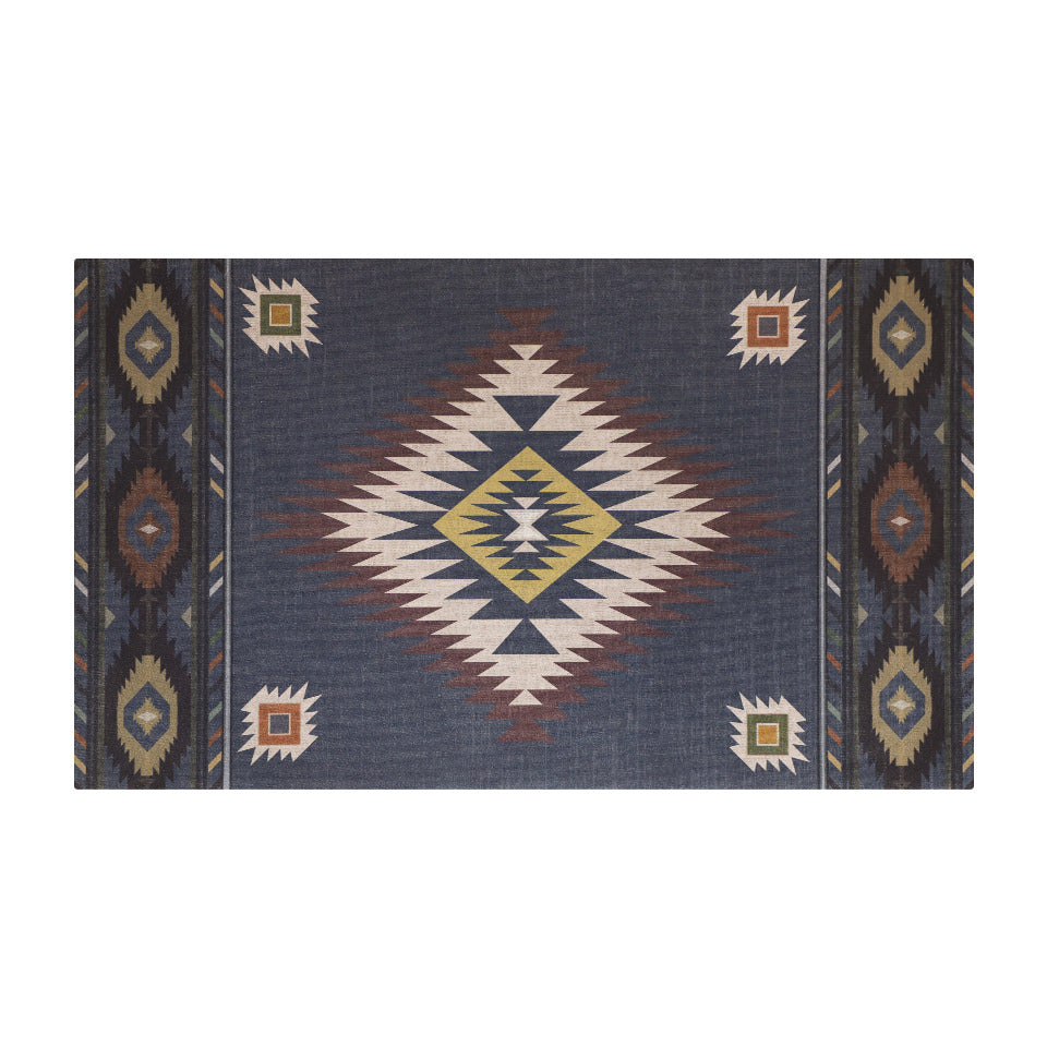 Beautiful turkish design with dark blue/grey back ground and accents in neutrals, and red/brown