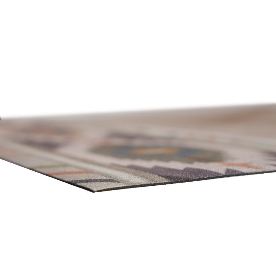 Incredibly low-profile mat with rubber backing and smooth soft knitted polyester surface