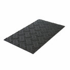 Angled WaterHog Luxe Classic Thatch single door sized all-weather doormat in graphite (deep grey).