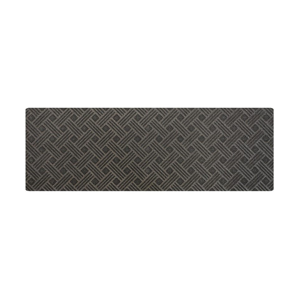 WaterHog Luxe Classic Thatch all-weather doormat in larger double doormat size in graphite color (deep grey).