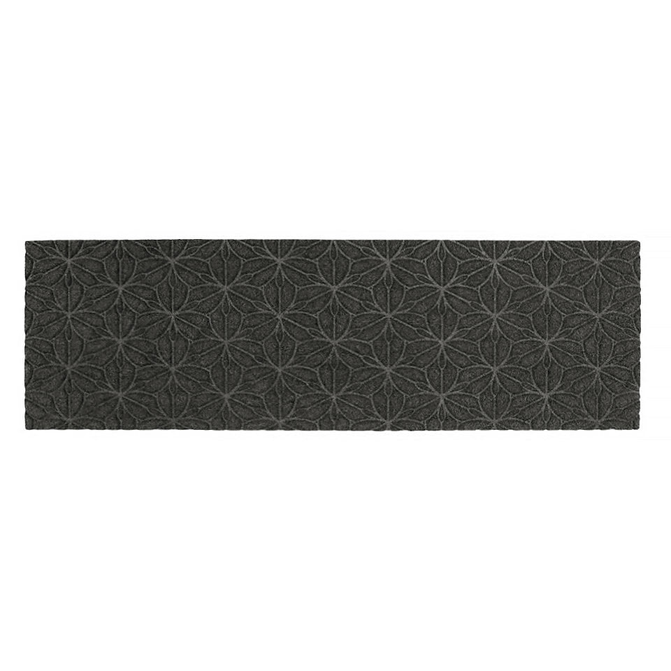 Overhead image of the double-door WaterHog Luxe mat in the floral Magnolia pattern and graphite color.