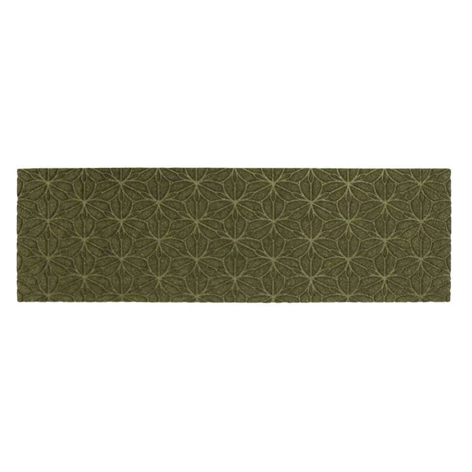 Overhead image of the double-door WaterHog Luxe mat in the floral Magnolia pattern and earthy olive color.