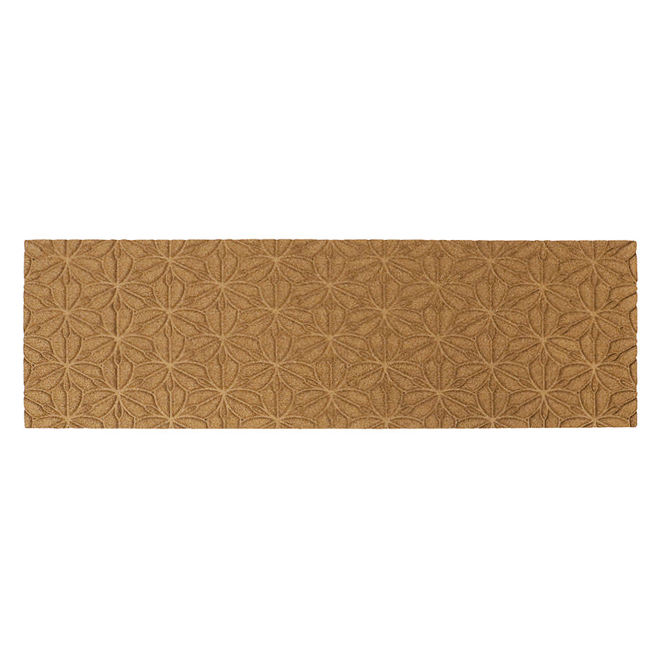 Overhead image of the double-door WaterHog Luxe mat in the floral Magnolia pattern and sandy wheat color.