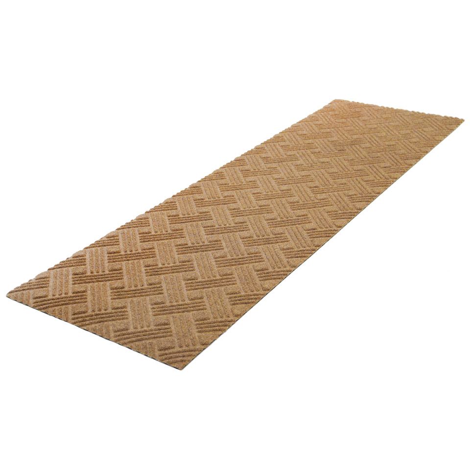 Angled WaterHog Luxe Classic Thatch double doormat in wheat (sandy beige)