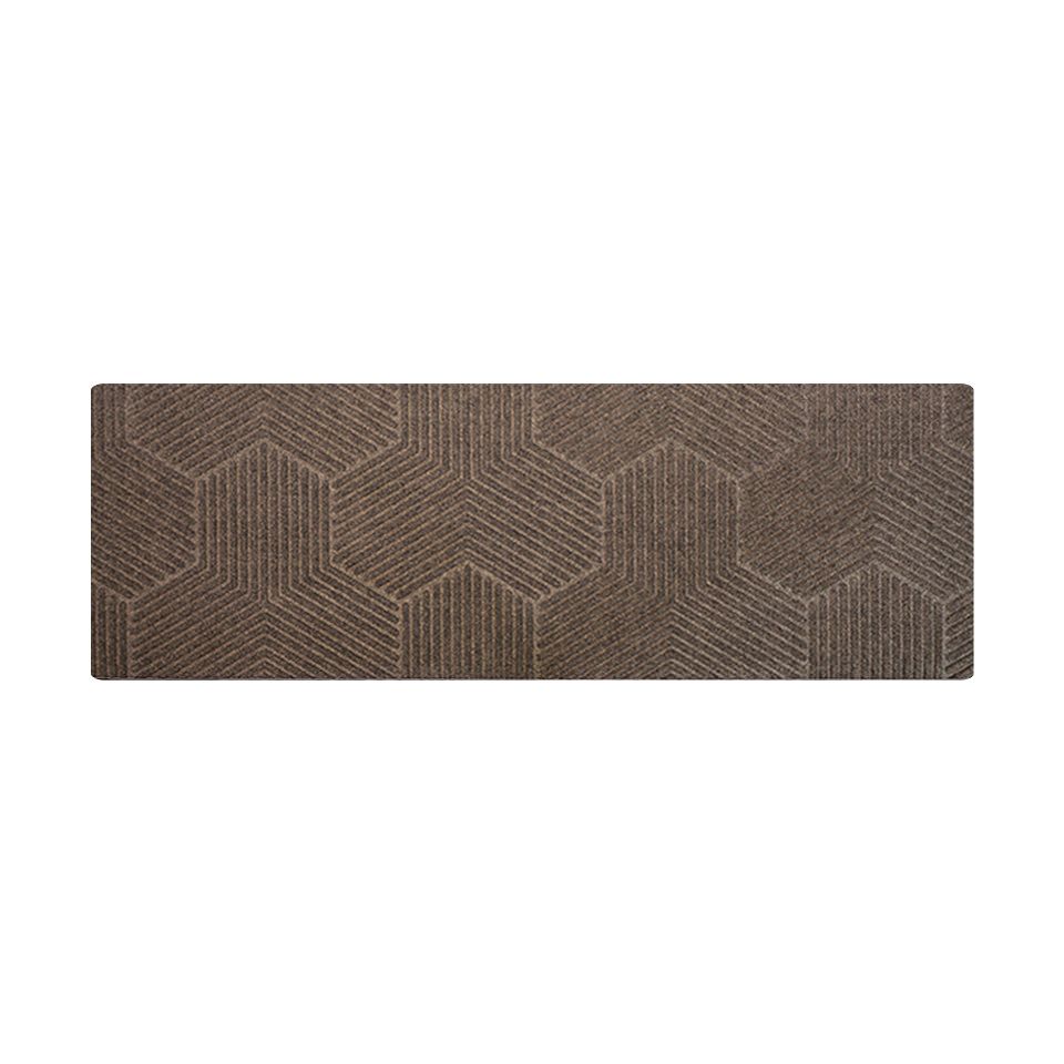 Double door doormat in greige.  Zephyr geometric pattern with bi level texture