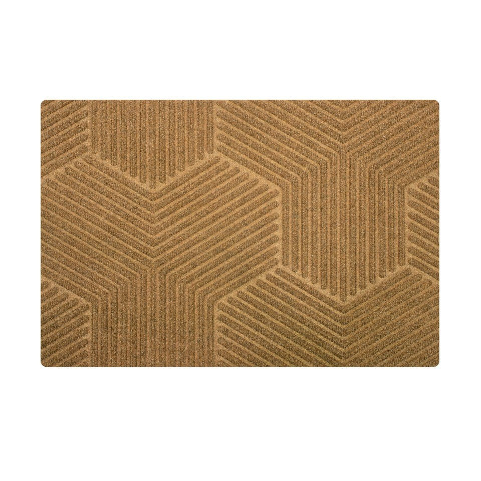 Zephyr doormat in Wheat. Geometric single door doormat design.