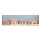Gingerbread House Christmas anti-fatigue kitchen runner mat with wipeable surface and winter holiday design for kitchen comfort.