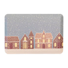 Gingerbread House Christmas anti-fatigue kitchen mat with wipeable surface and winter holiday design for kitchen comfort.