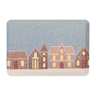 Gingerbread House Christmas anti-fatigue kitchen mat with wipeable surface and winter holiday design for kitchen comfort.