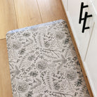 Fall Mulling Spice neutral anti-fatigue kitchen mat with wipeable surface and winter holiday design for kitchen comfort.