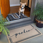 Personalized doormat with script font for last name or be creative and customize welcome or hello.