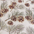 Detail of pinecone fall anti-fatigue kitchen mat with wipeable surface and festive holiday design and linen texture