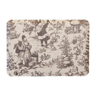 Santa Toile Christmas anti-fatigue kitchen mat with wipeable surface and winter holiday design for kitchen comfort.